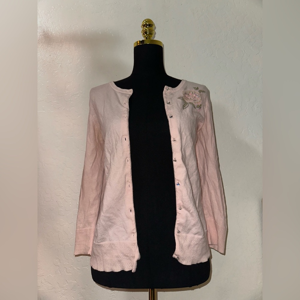 Light Pink Embroidered Floral Cardigan